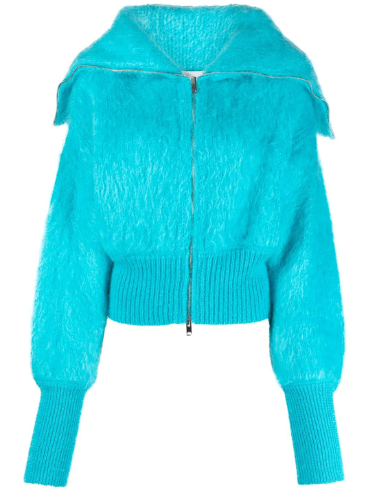 Jen Zip-Up Mohair-Blend Cardigan