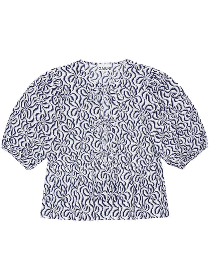 Abstract-Print Organic Cotton Blouse