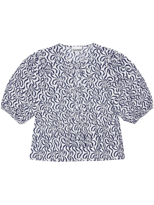 Abstract-Print Organic Cotton Blouse