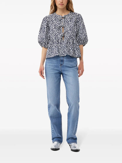 Abstract-Print Organic Cotton Blouse