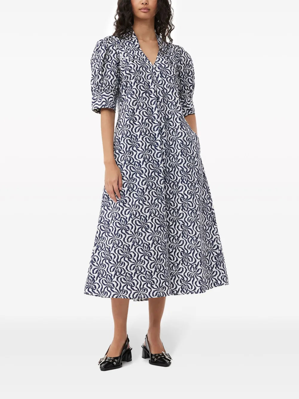 Graphic-Print Organic-Cotton Midi Dress