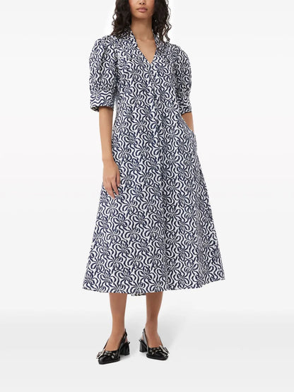 Graphic-Print Organic-Cotton Midi Dress