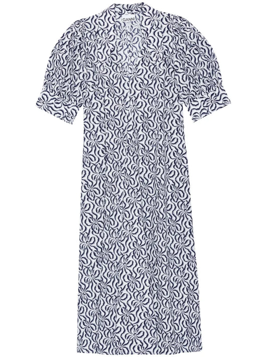 Graphic-Print Organic-Cotton Midi Dress