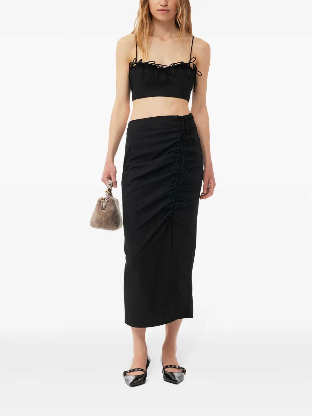 Draped Mid-Rise Midi Dress
