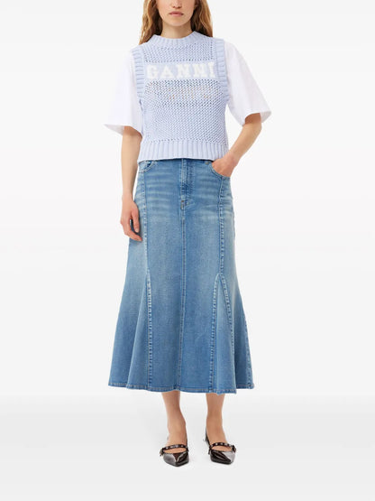 Intarsia-Knit Logo-Organic-Cotton Vest