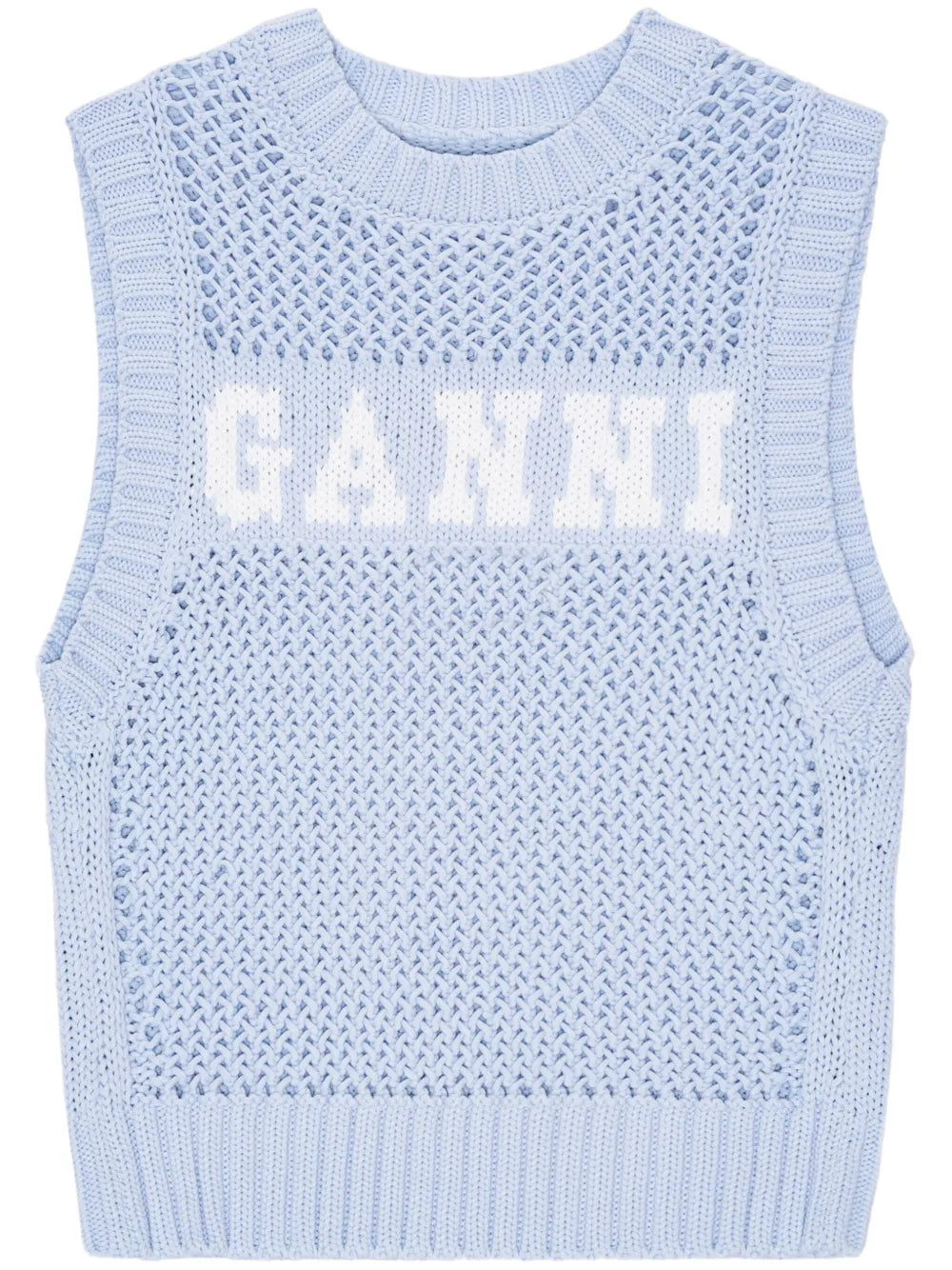 Intarsia-Knit Logo-Organic-Cotton Vest