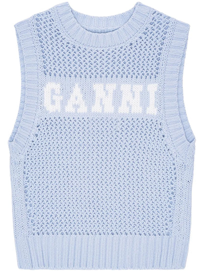 Intarsia-Knit Logo-Organic-Cotton Vest