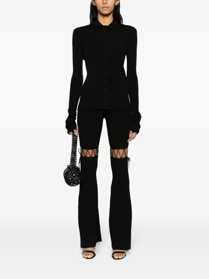 Straight-Point Collar Pleated Top