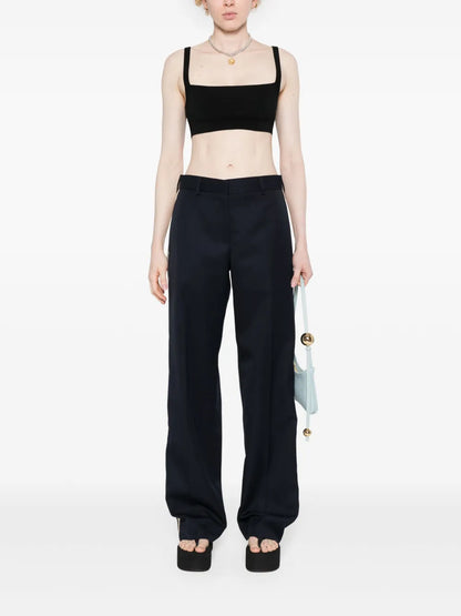 High-Waist Straight-Leg Trousers
