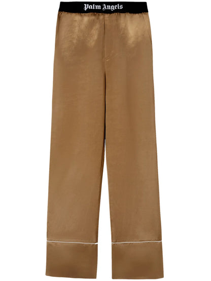 Logo-Tape Satin Pajama Bottoms