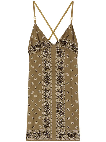 Paisley-Print Slip Dress