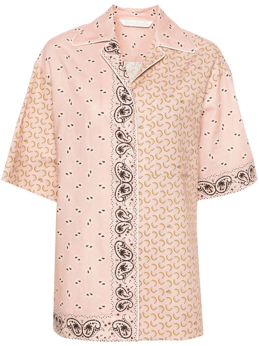 Mix-Print Camp-Collar Shirt