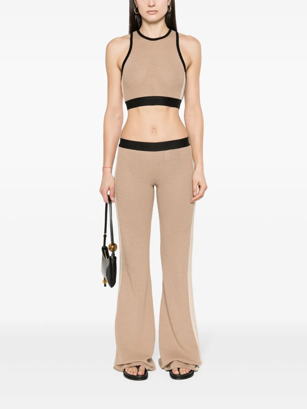 Logo-Tape Knitted Flared Trousers