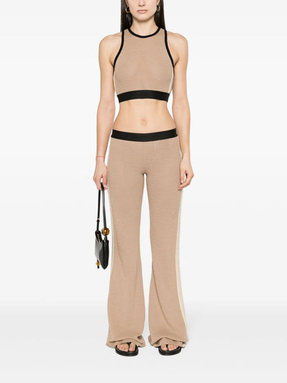 Logo-Tape Knitted Flared Trousers