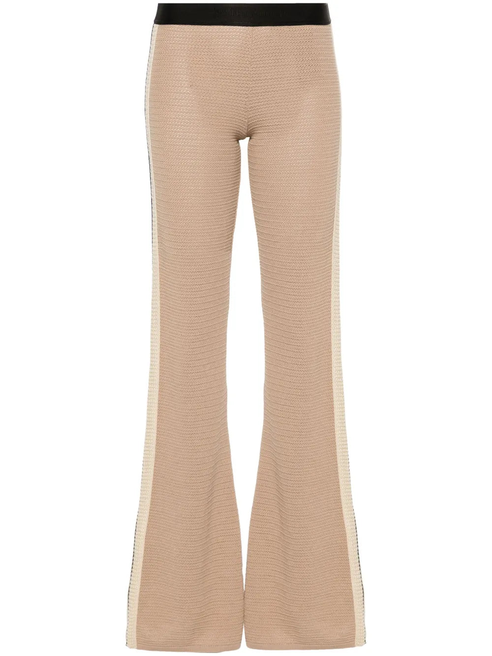 Logo-Tape Knitted Flared Trousers