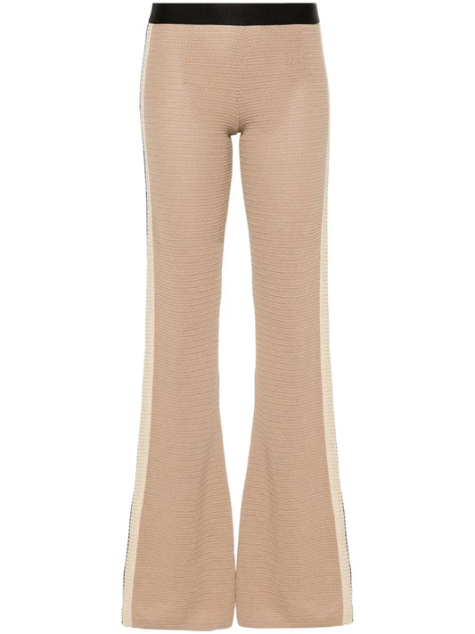 Logo-Tape Knitted Flared Trousers