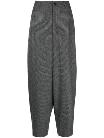 Check-Pattern Tapered Trousers