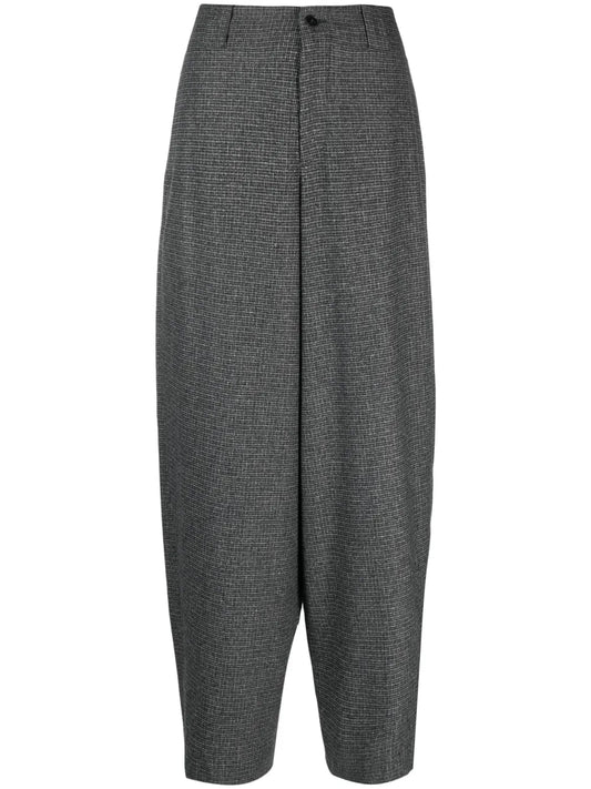 Check-Pattern Tapered Trousers