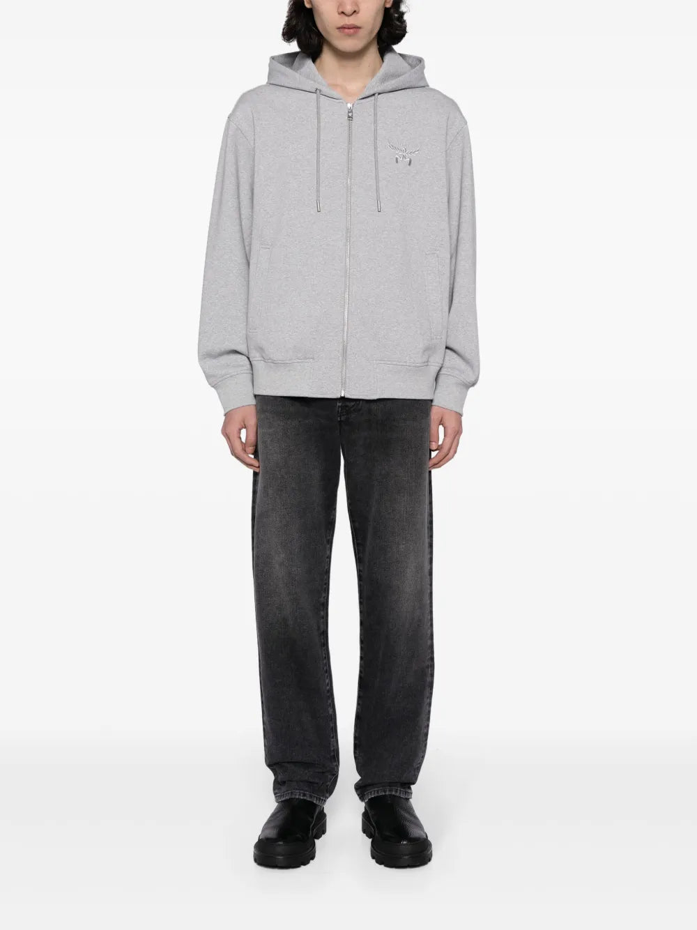 Essential Logo-Embroidered Zip-Up Hoodie
