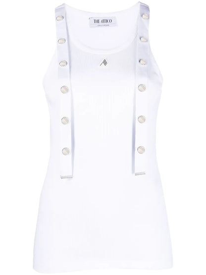 Strap-Detail Ribbed Tank Top