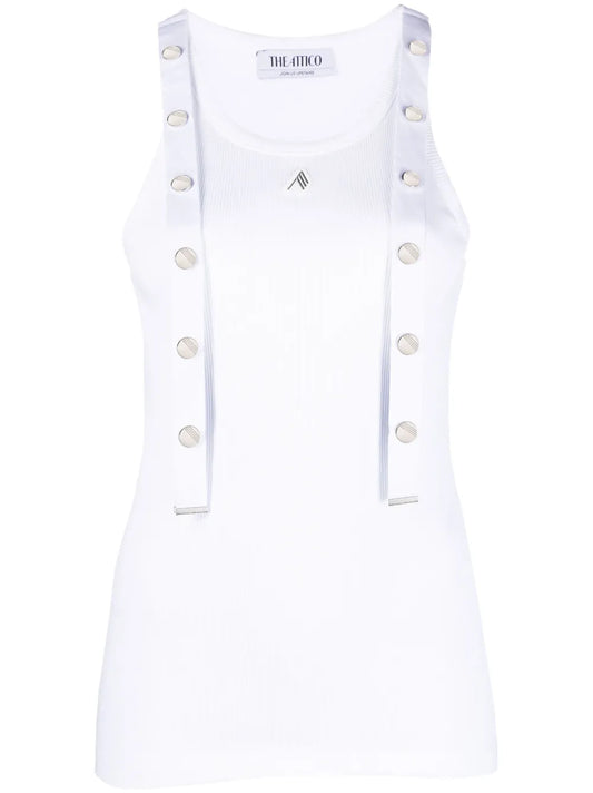 Strap-Detail Ribbed Tank Top