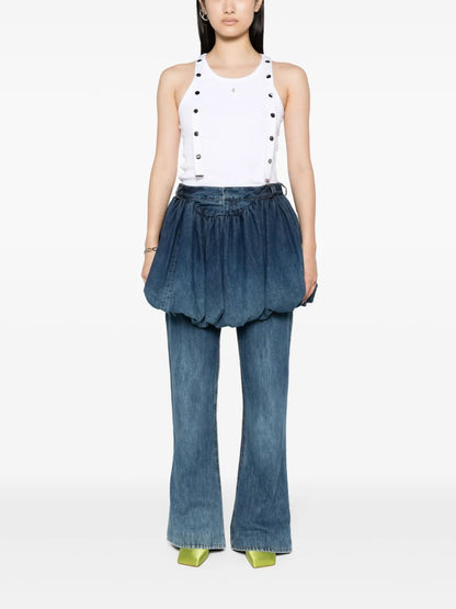 Strap-Detail Ribbed Tank Top