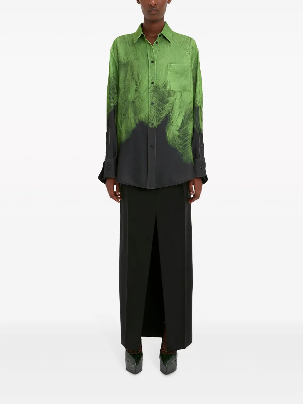 Abstract-Pattern Print Silk Shirt