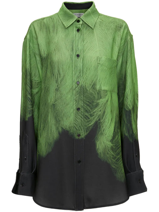 Abstract-Pattern Print Silk Shirt