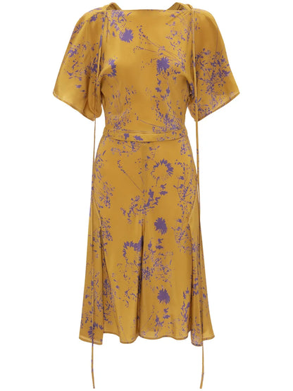 Floral-Print Silk Dress