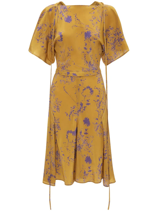 Floral-Print Silk Dress