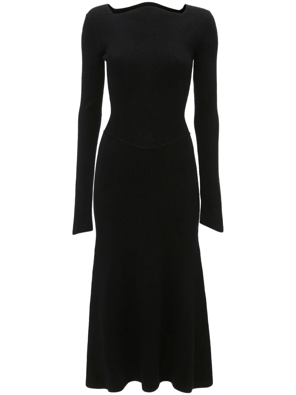 Ribbed Stretch-Wool Midi Dress