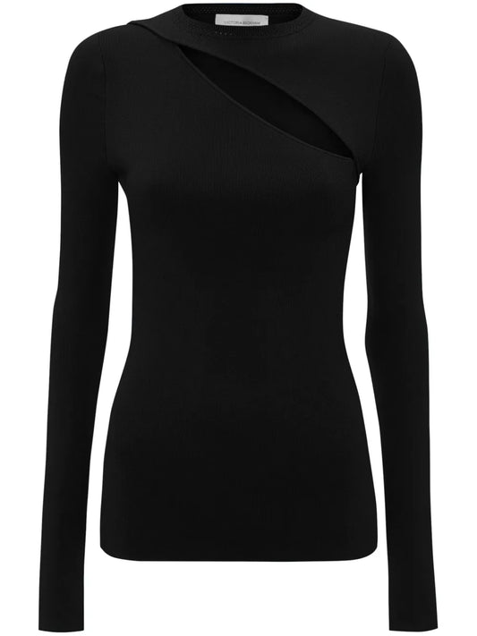 Cut-Out Ribbed-Knit Top
