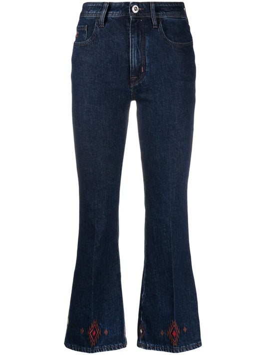 Victoria Embroidered Cropped Jeans