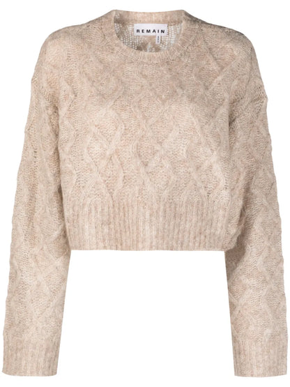 Cable-Knit Cropped Wool Blend Jumper