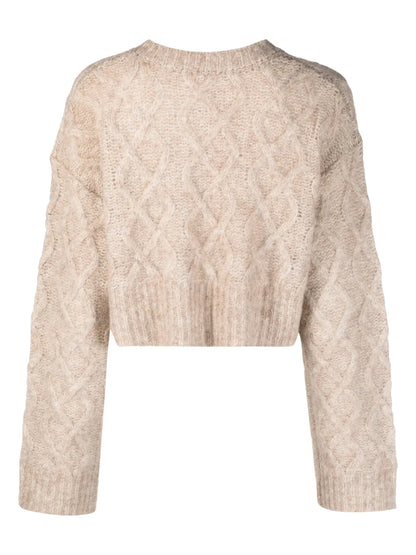 Cable-Knit Cropped Wool Blend Jumper