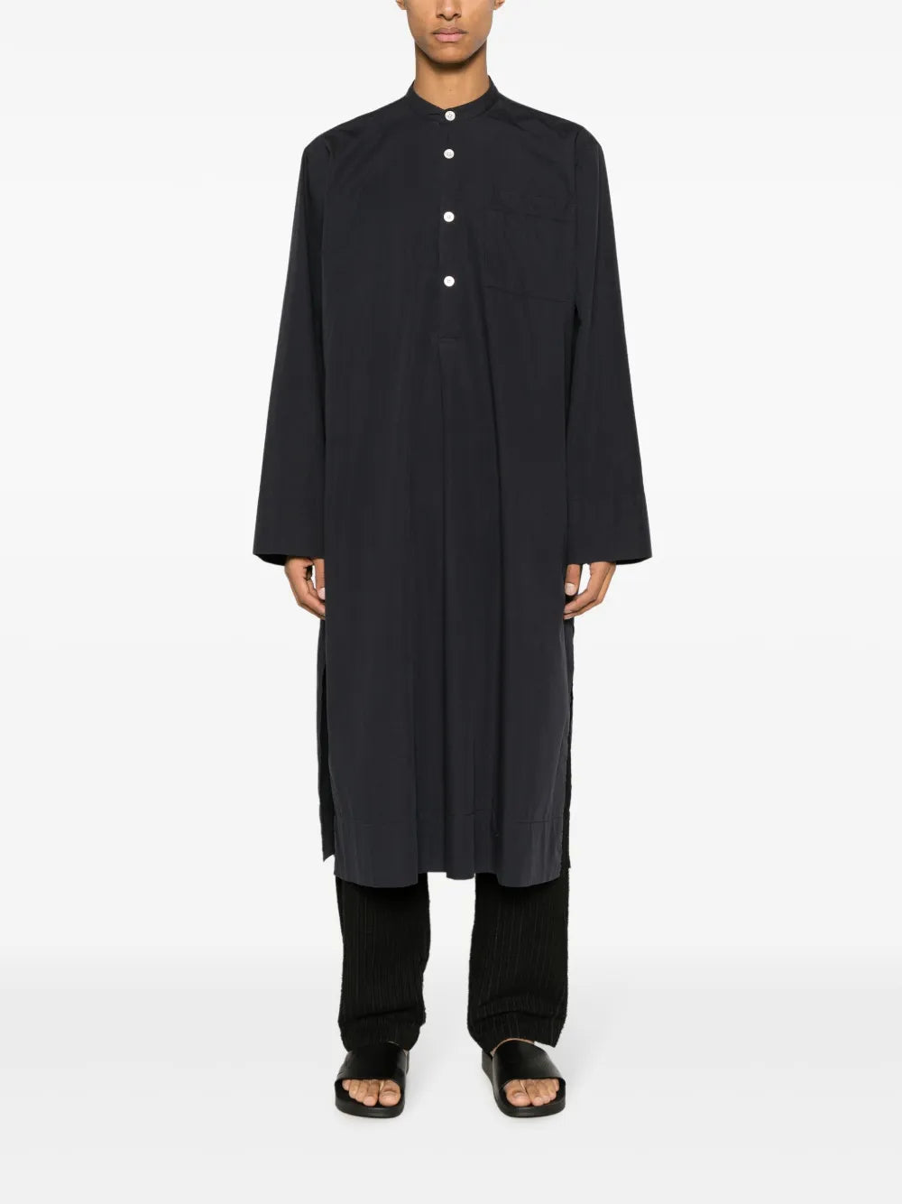 Mandarin-Collar Organic Cotton Shirt