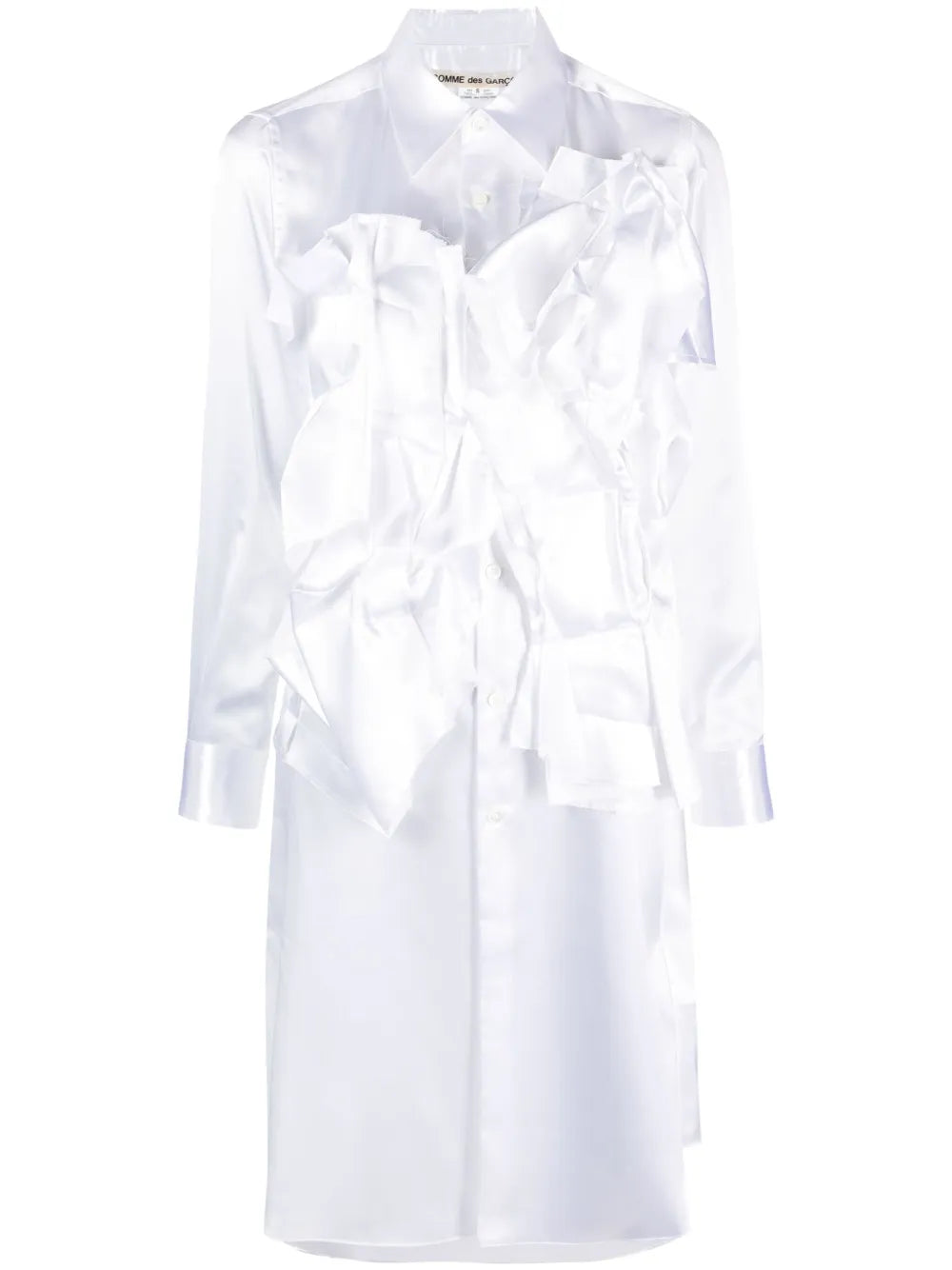 Ruffled Satin Shirtdress