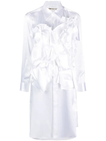 Ruffled Satin Shirtdress