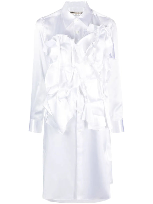 Ruffled Satin Shirtdress