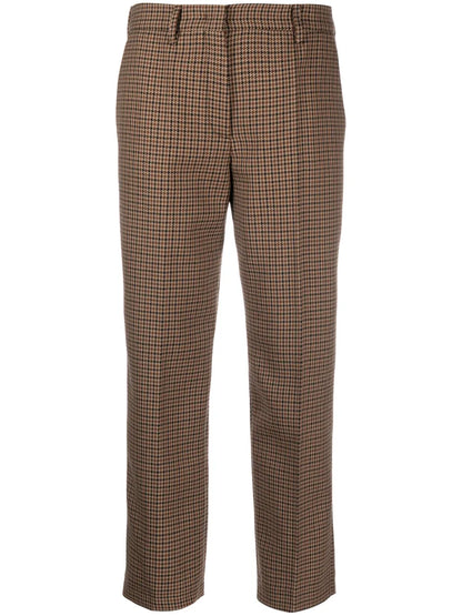 Houndstooth-Check Wool Trousers