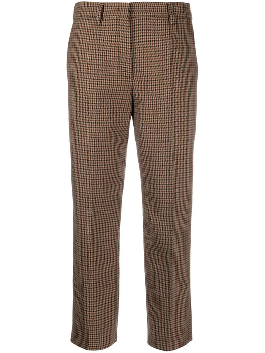 Houndstooth-Check Wool Trousers