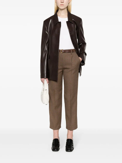 Houndstooth-Check Wool Trousers