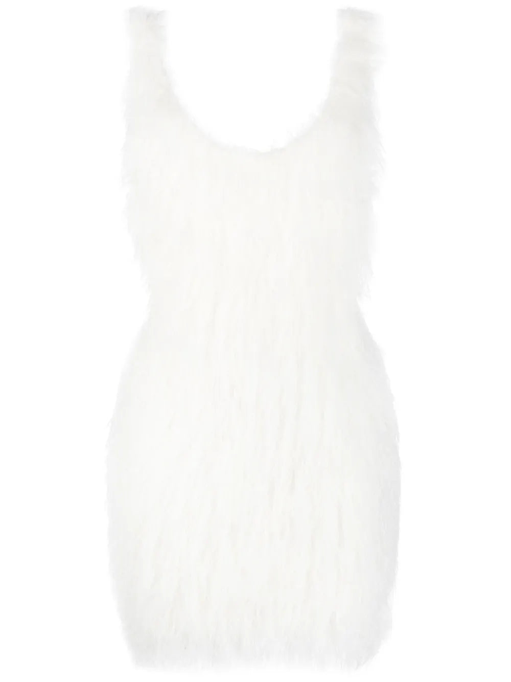Feather-Embellished Backless Minidress