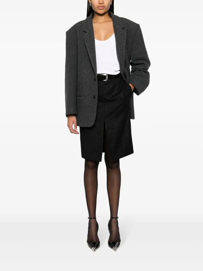 Pinstripe-Pattern High-Waisted Pencil Skirt