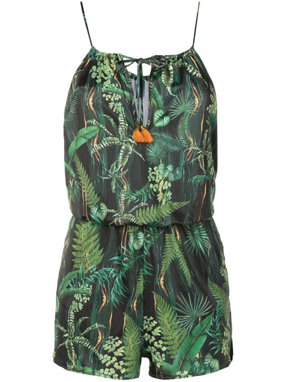 Laya Leaf-Print Playsuit