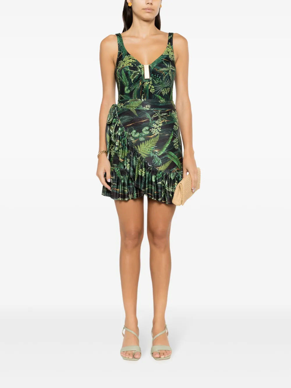 Laurita Leaf-Print Miniskirt