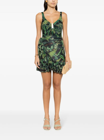 Laurita Leaf-Print Miniskirt