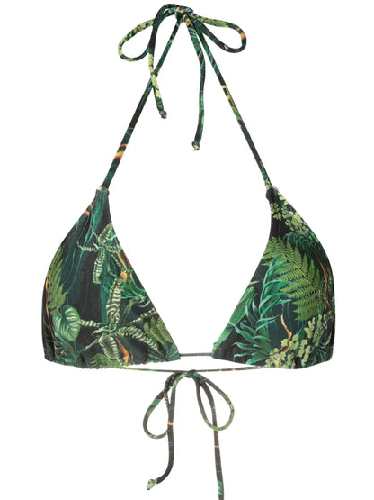 Hanna Leaf-Print Bikini Top