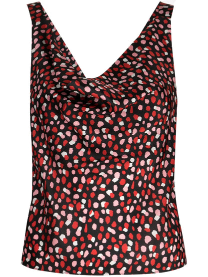 Cowl-Neck Sleeveless Silk Top