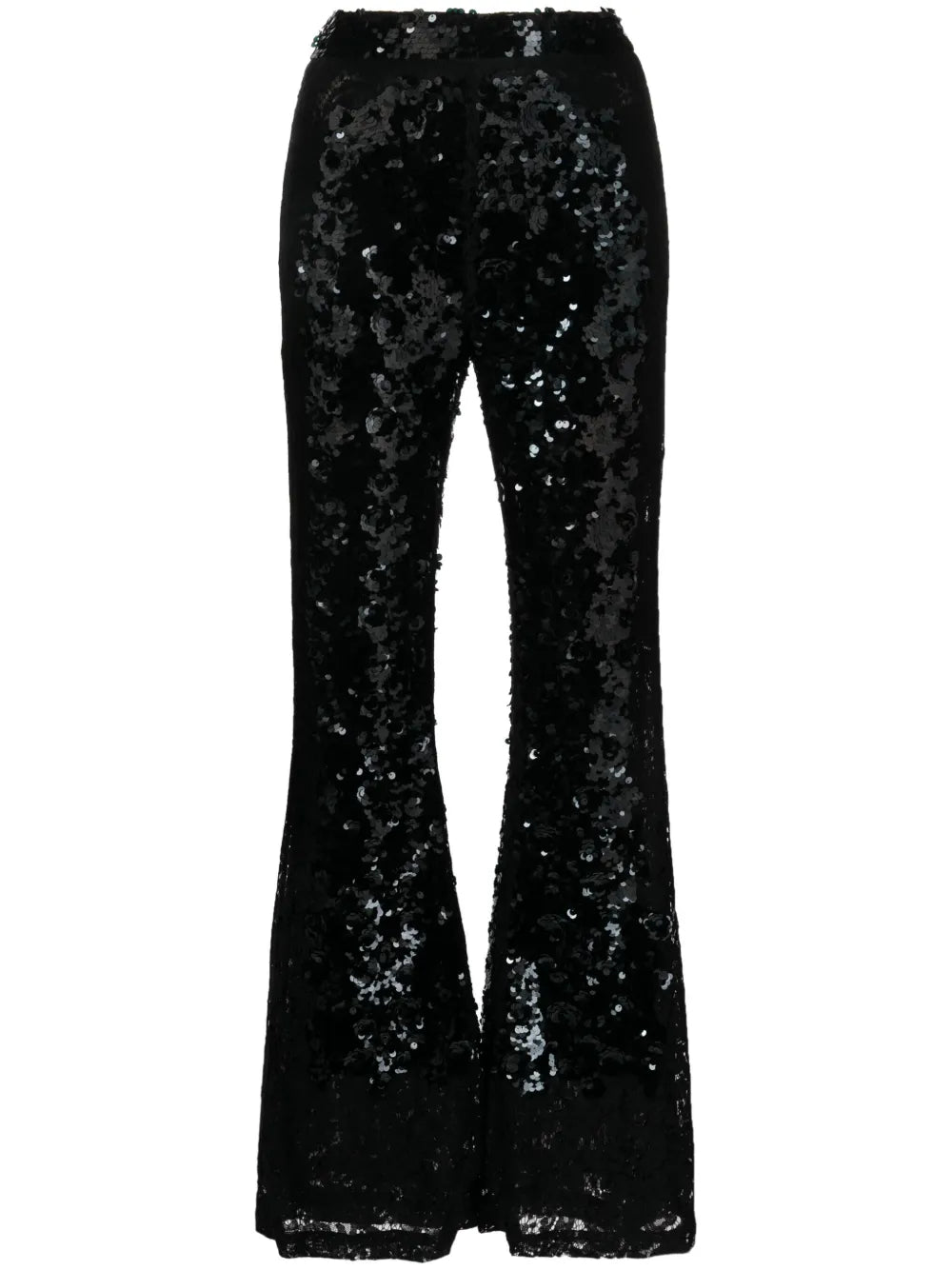 High-Waisted Sequinned Flared Trousers